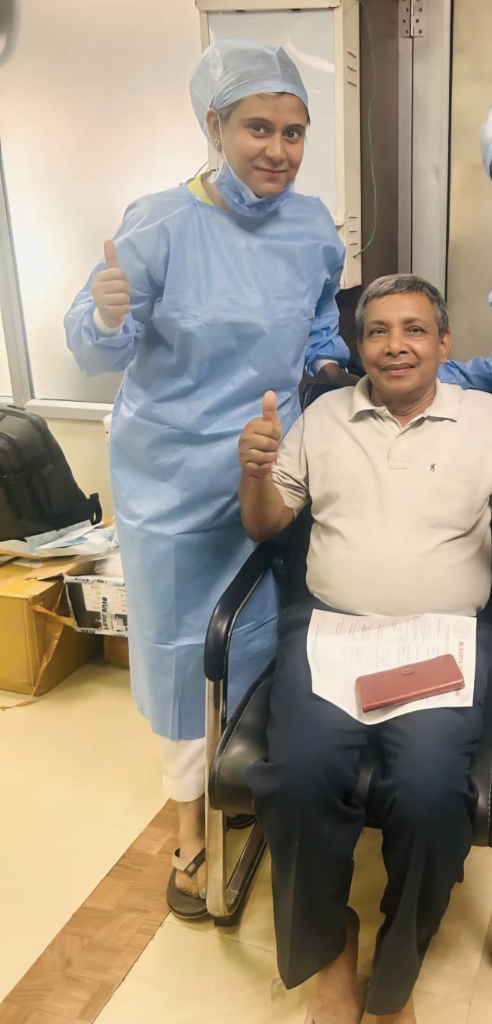 Dr. Sakshi Upadhyay showing treatment completion